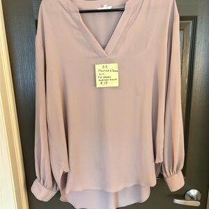 Maurices Mauve V-Neck Long Sleeve Blouse